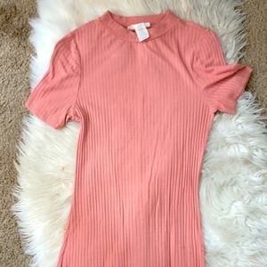Sexy peach ribbed short dress